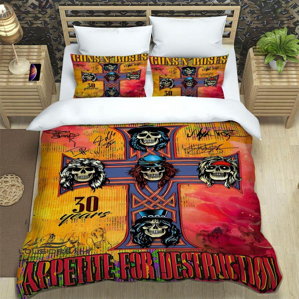 Rock Band Guns N Roses Luxury Bedding Set Duvet Cover Comforter Exquisite Bed Supplies Birthday Gift