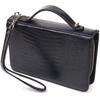 Unusual Men's Two-compartment Purse Made of Genuine Textured Leather with Reptile Embossing CANPELLINI 21571 Black