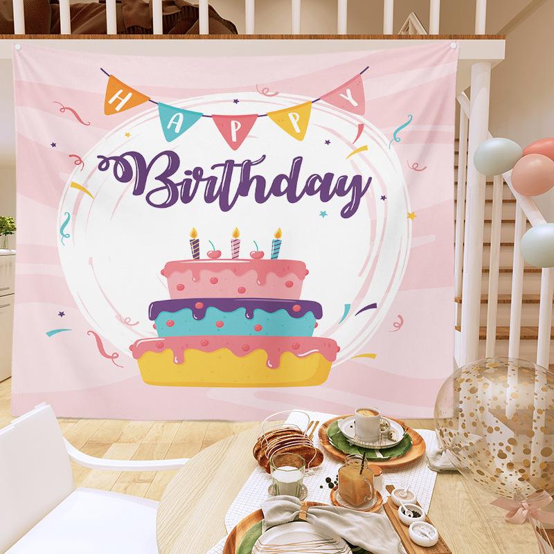 Birthday Party Decoration Tapestry Photo Background Cloth Ins Hanging Cloth Children's Meeting Scene Arrangement Background Wall Photo