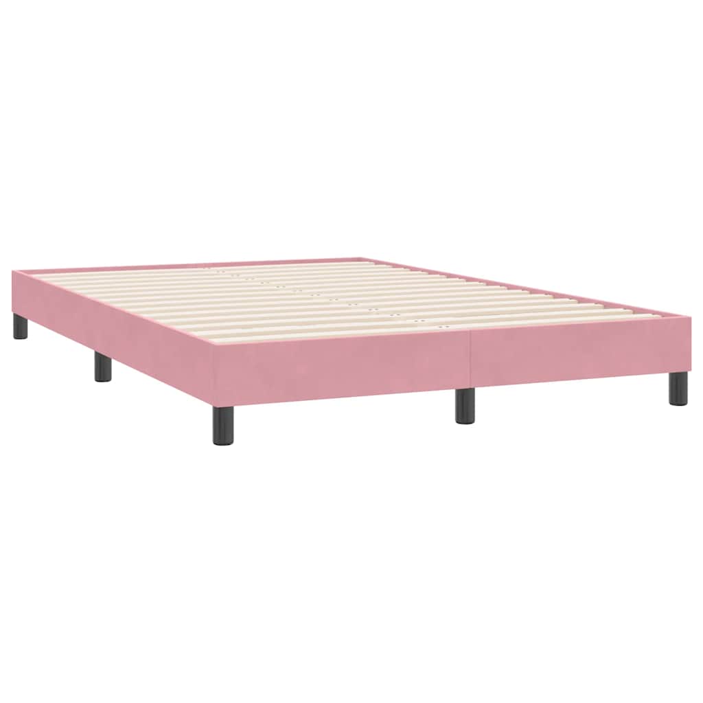Box Spring Bed with Mattress Pink 140x220 cm Velvet