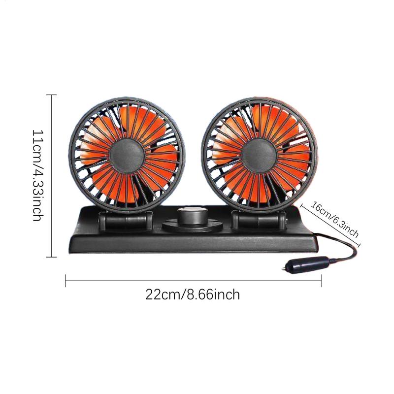 Electric Fan For Car Double Head Vehicle Dashboard Cooler Multifunctional Double Head Car Cooling Fan For Dashboard And Back