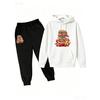 Pepper Puppy Cartoon Printed Children's Spring, Autumn and Winter Two-piece Hooded Sweater Set