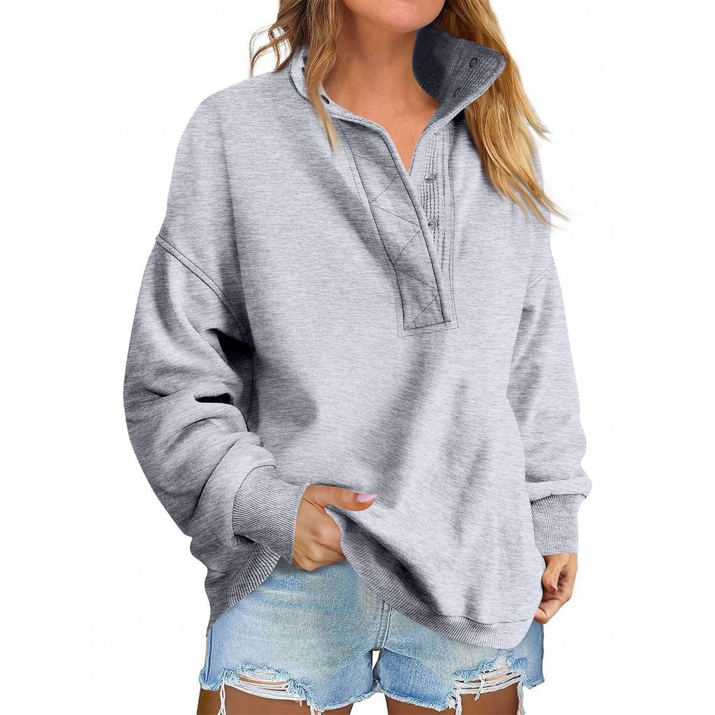 Women's Fashionable Long-sleeved Pullover And Solid-color Sweatshirt
