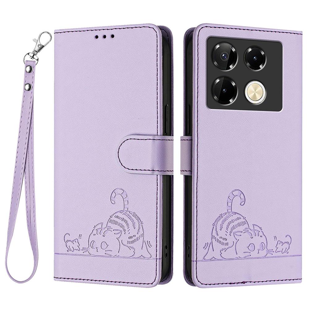 For Infinix Note 40 Pro 5G Case with Strap RFID Blocking Leather Wallet Phone Cover Cat Mouse Pattern