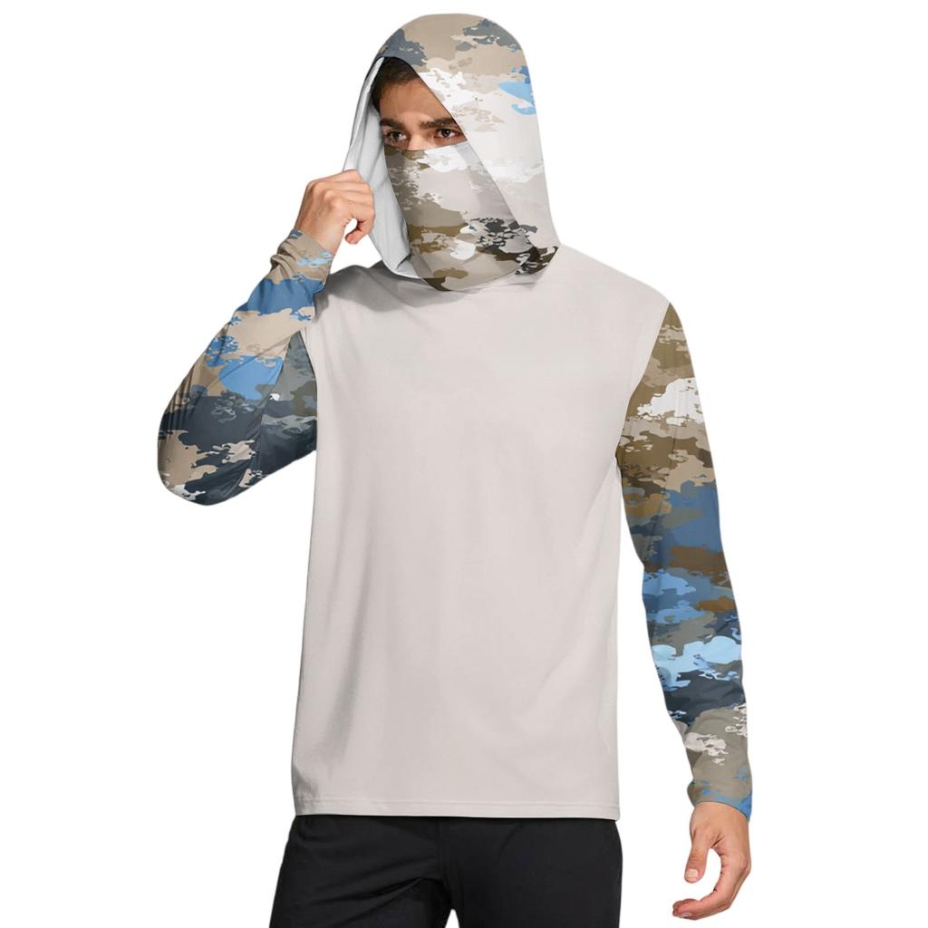 Herreskjorte med maske Lett Langermet Hettegenser Vandring Fiske Ytelse