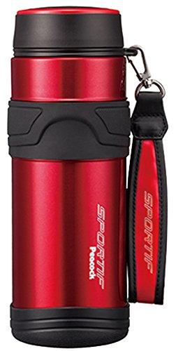 

Peacock Stainless Steel Water Bottle with Strap, Sports Mug (0.8L), AMX-RS80, Clear Red (RC)