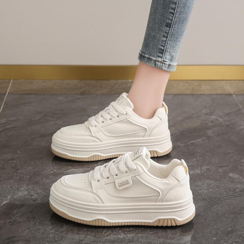 

Популярные маленькие белые туфли женские весна и осень 2025 новая обувь универсальные туфли на толстой подошве повседневная обувь обувь-маффин спортивная обувь 40 бежевый