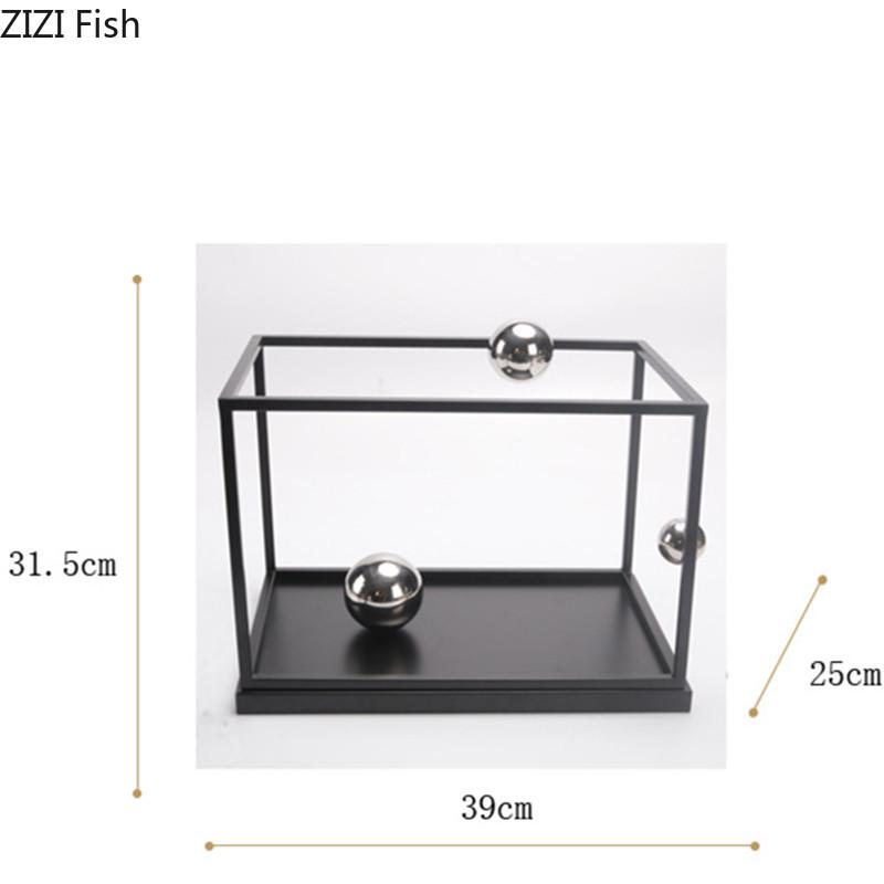 Rectangular Metal Ball Ornament Desktop Decoration Art Creative Geometric Framework Crafts Modern Room Aesthetic Decoration