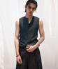 NOIRER Multi-Ribbed Henley Neck Sleeveless (Dark Gray)