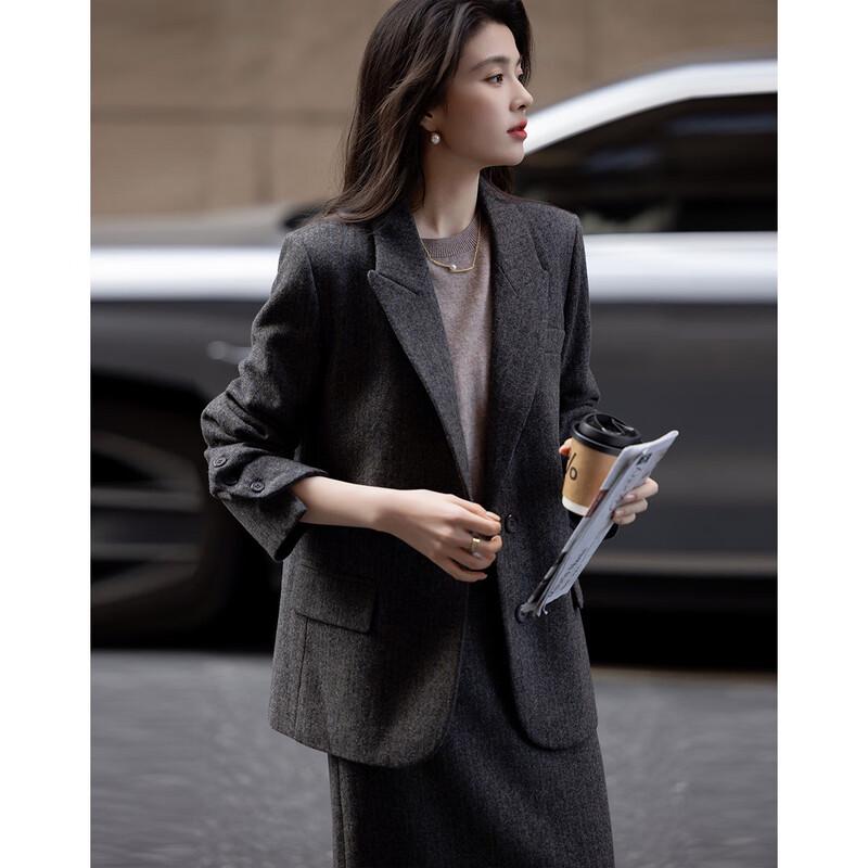 Demana Women's Wool Blend Business Suit Jacket
