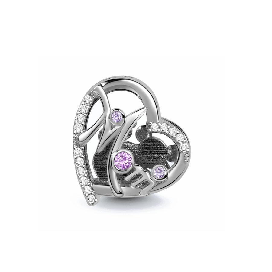 Amuleto con forma de corazón de cobre para hermana/hija, compatible con pulsera europea original, joyería DIY para mujer, regalo