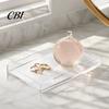 Organizing Tray for Toiletries Clear Acrylic Decorative Tray, Modern Rectangular Vanity Space Stylish Tabletop Organizer Saving Jewelry And