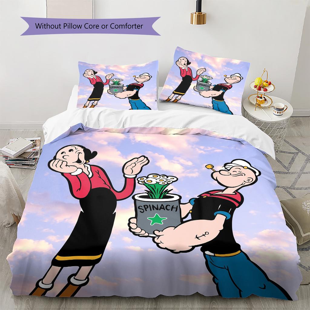 Popeye the Sailor Man  Pattern Bedding Quilt Set  Home Decoration  Gift (1 * Duvet Cover + 2 * Pillowcase  Without Core)