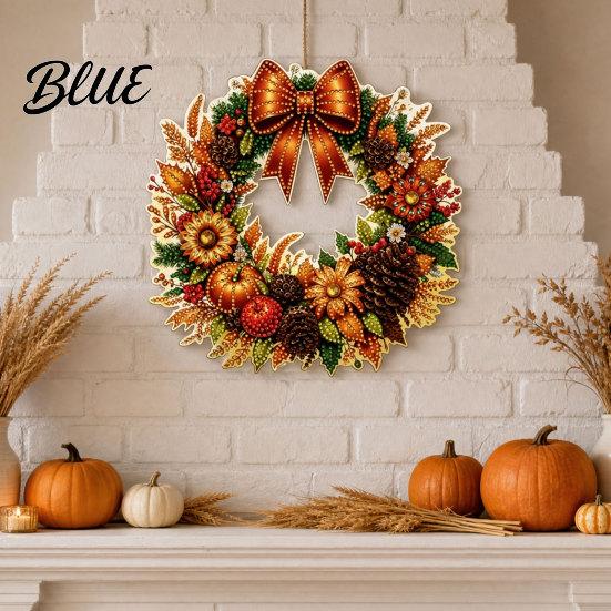 Elegant Holiday Ornament Fall Pumpkin Sunflower Wreath Hanging Decor Acrylic Hand Painted Unique Festive Decor Window Ornament Thanksgiving