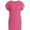 Shop   Women Round Cap Sleeve French Pleated Long Dress Beige Ble Wdr 1746
