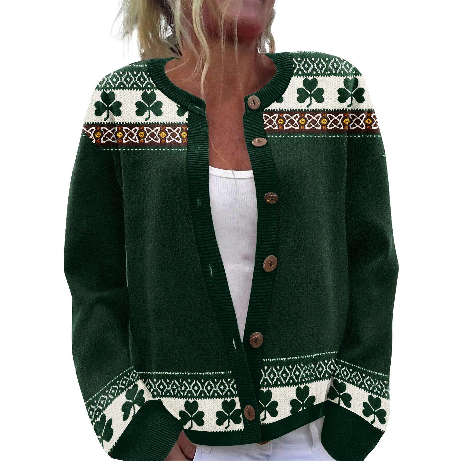 

Women S St. Patrick s Day Sweater Cute Fun Patrick s Day Sweater Spring Long Sleeve Knitted Sweater M світло-зелений колір