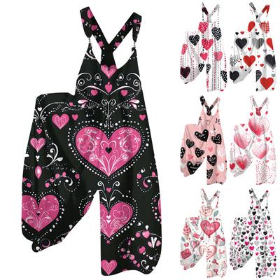 Women's  Overalls  Print Vintage Jumpsuit ,Non,Adjustable Straps,