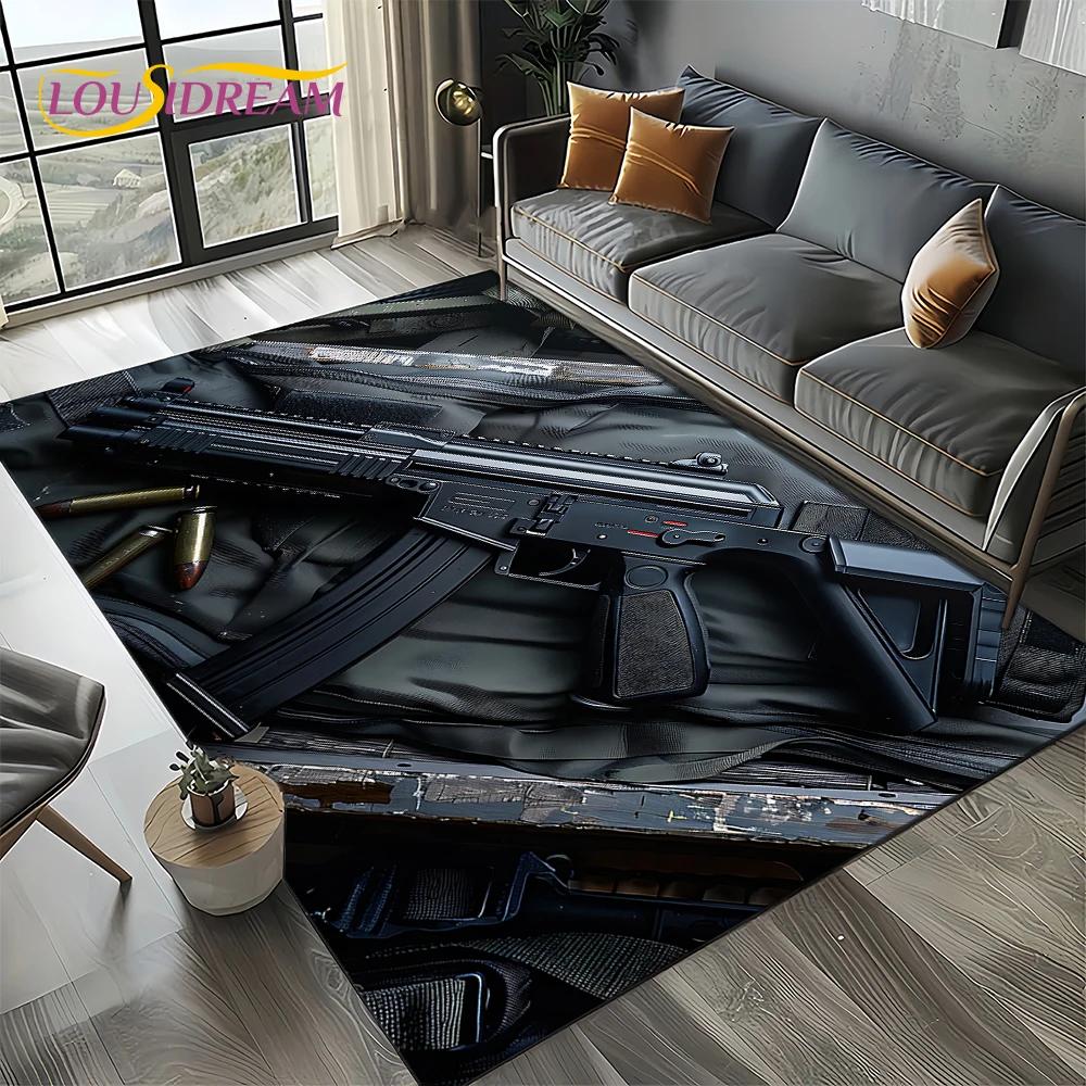 27 Style Retro Guns Pistol Ammunition Bullet Cartridge AK M4 Rug Carpet for Living Room Bedroom Decor,Non-slip for Sofa Doormat
