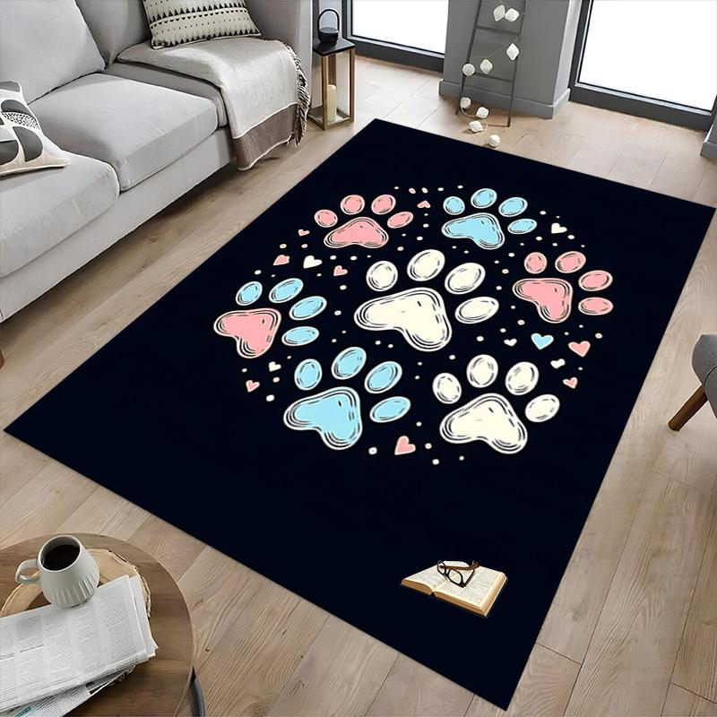 1PC Paw Prints Hearts Carpet Ultra Soft, Thick & Absorbent, Non Slip Machine Washable Mat for Entryway