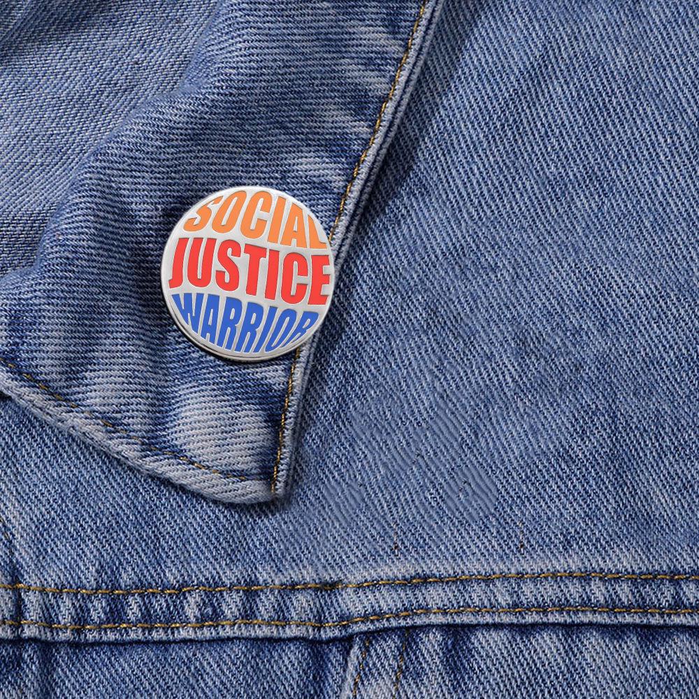 Multicolor Social Justice Warrior Brooch: Slogan Badge for Backpack or Clothing
