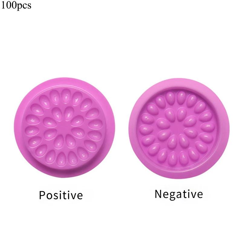 

100PCS Eyelash Glue Stand Holder Eyelash Extension Supplies Adhesive Pallet Plastic Gasket Eye Lashes Glue Pads Makeup Tool