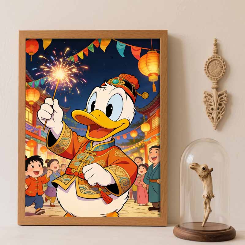Disney Donald Duck Chinese New Year Fireworks Diamond Paint Painting Art Kit Handmade DIY5D Home Decor Gift