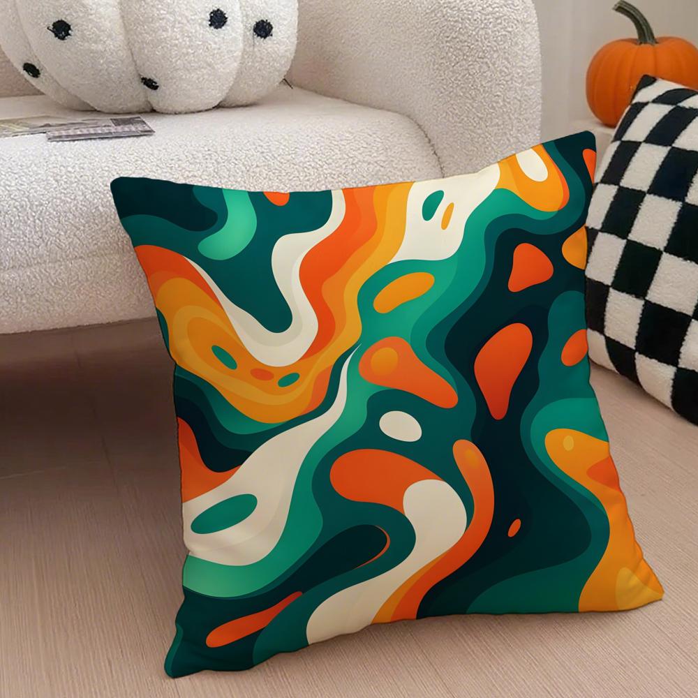 Abstraktes Geometrisches Muster Kunst Kissenbezug Überwurf-Kissenbezug Verdeckter Knopf Langlebiges Polyester Stuhlkissen