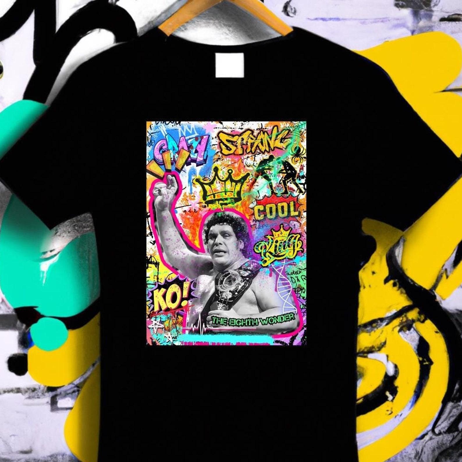 Andre the Giant Graffiti T-Shirt, Black & White Wrestling Legend Shirt, WWE Fan T-Shirt, Wrestling Gift, Sports T-Shirt, Wrestling T-Shirt M