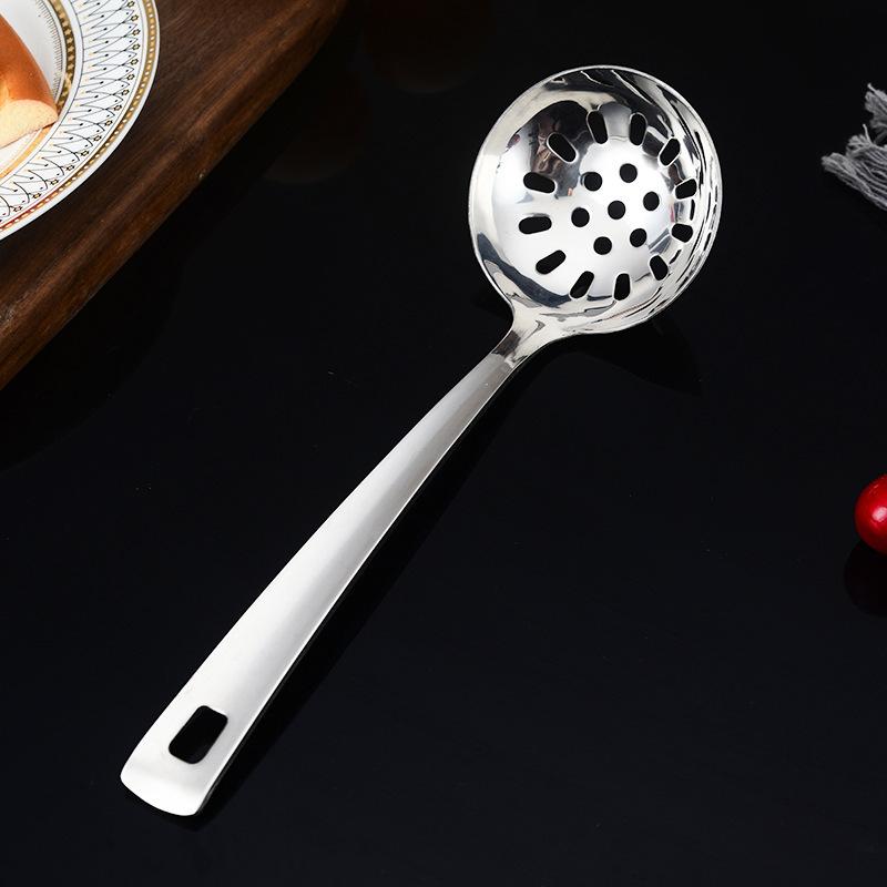 Silver Stainless Steel Soup Spoon Flat Colander Serving Spoon Cake Spatula Leaking Shovel Public Cutlery Set Cooking Utensil