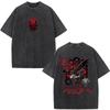 Washed Anime Black Clover Logo Graphic Print T-shirt Harajuku Summer Fashion Casual Cotton Oversized T-shirts Tops Streetwear