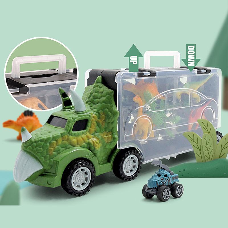 Dinosaur Transport Toy Truck Pull Back Vehicles Dino Container Storage Car Model Lighting Music Boys Children Birthday Gift