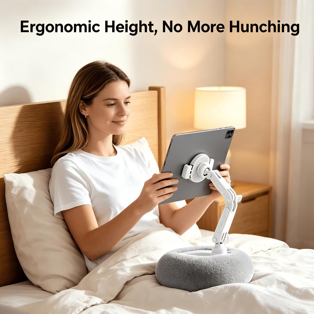 Foldable Plush Phone Holder Rotatable Car Sofa Bed Lazy Holder For Mobile Tablet Pillow Stand Adjustable For Reading On Bed