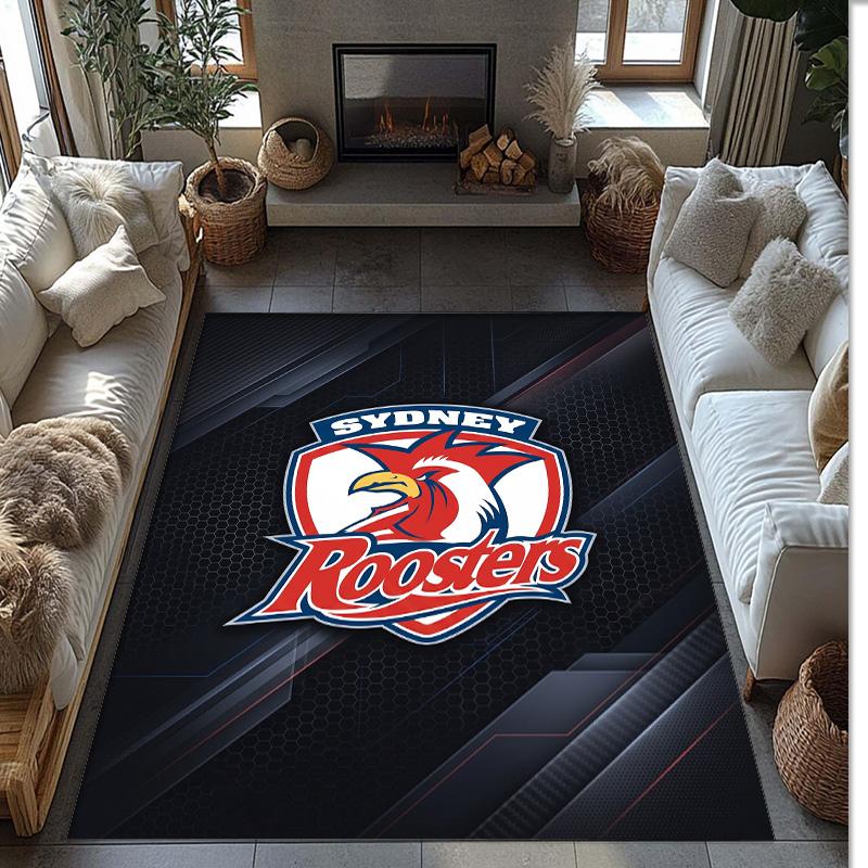 Sydney Roosters Kristall-Samt-Teppich Weich Anti?Rutschfeste Fußmatte Bequemer Wohnzimmer Schlafzimmer Dekor Teppich