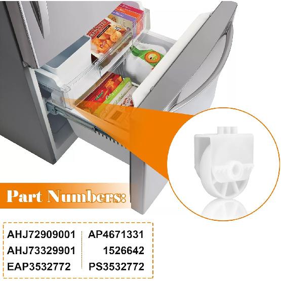 AHJ72909001 Refrigerator Freezer Drawer Roller Replacement for LG Kenmore Refrigerators Freezer Tray Roller Replaces AHJ73329901 AP4671331 PS3532772