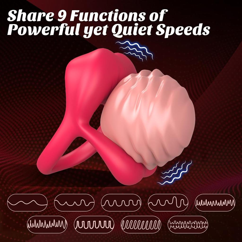 Mouth Clitoral Vibrator Penis Ring, APP Penis Ring Couple Pleasure Sex Toys, Male Female, Male Female Couple Sex Toys with G Spot Clitoral Vibrator