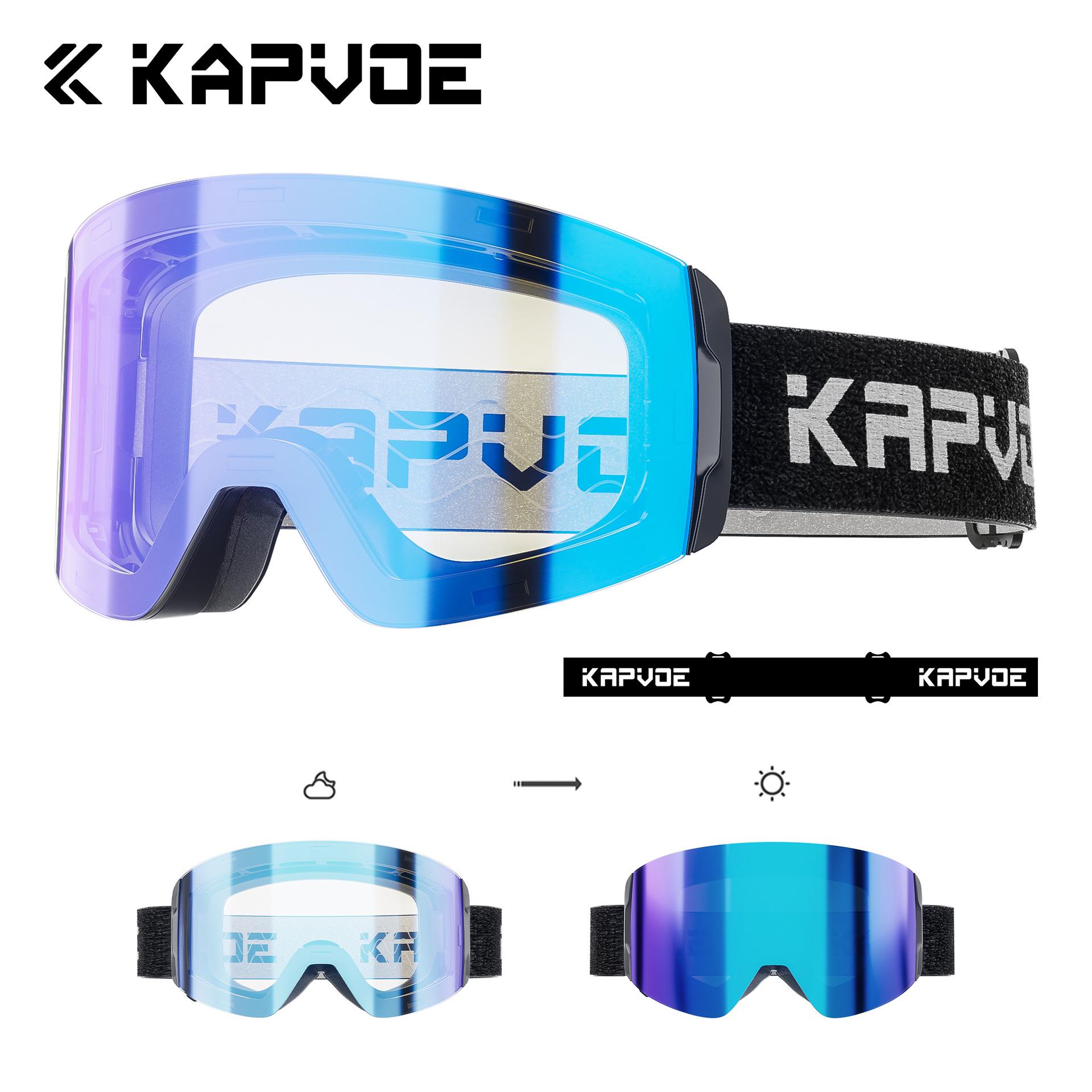 Kapvoe Maze kapvoe Magnetic anti-fog photochromic outdoor ski goggles for men and women, windproof goggles TK718-PH-BL-1L-02