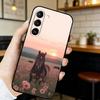Beautiful Elegant Brown Horses Phone Case For Samsung S24,21,22,23,30,Ultra,Plus,Fe,Lite, Black Soft Cover