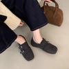 Inner Height Increase and Fleece Retro Square Head Single Shoes Platform Loafers Women's British Style Small Leather Shoes