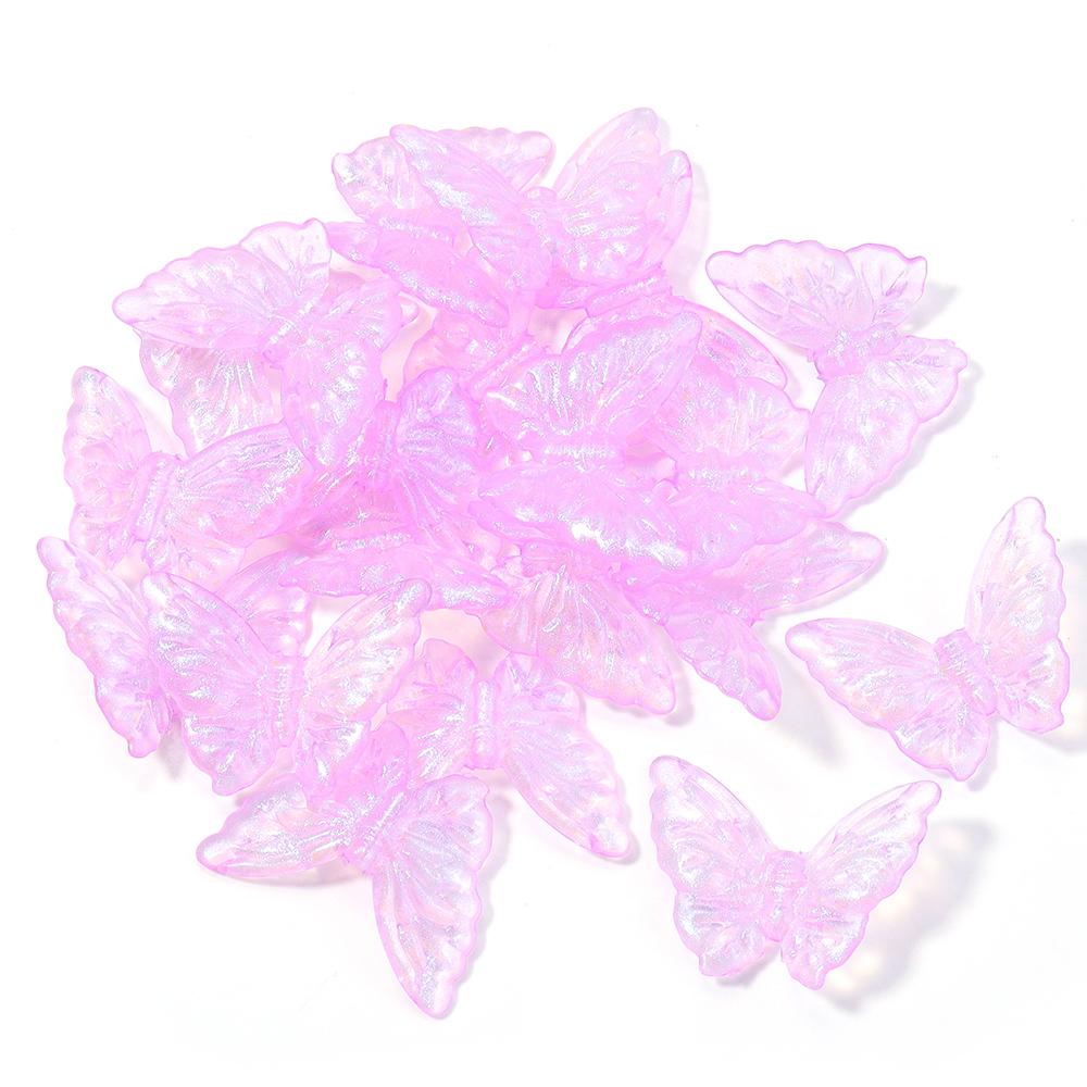 20pcs 36.5x27mm Acrylic Butterfly Beads Colorful Luminous Loose Beads For Jewelry Making DIY Necklace Earrings Phone Key Chain
