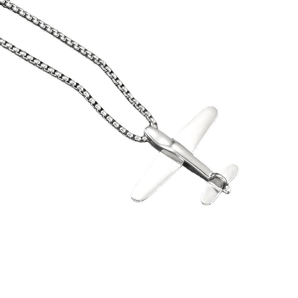 Trendy Unisex Airplane Pendant Necklace - Hip-Hop European & American Style, Versatile Sweater Chain for Kids and Adults.