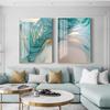 Nordic Luxury Blue Canvas Painting Modern Home Abstract Gold Poster and Print Wall Art Picture for Living Room Decoration No Frame