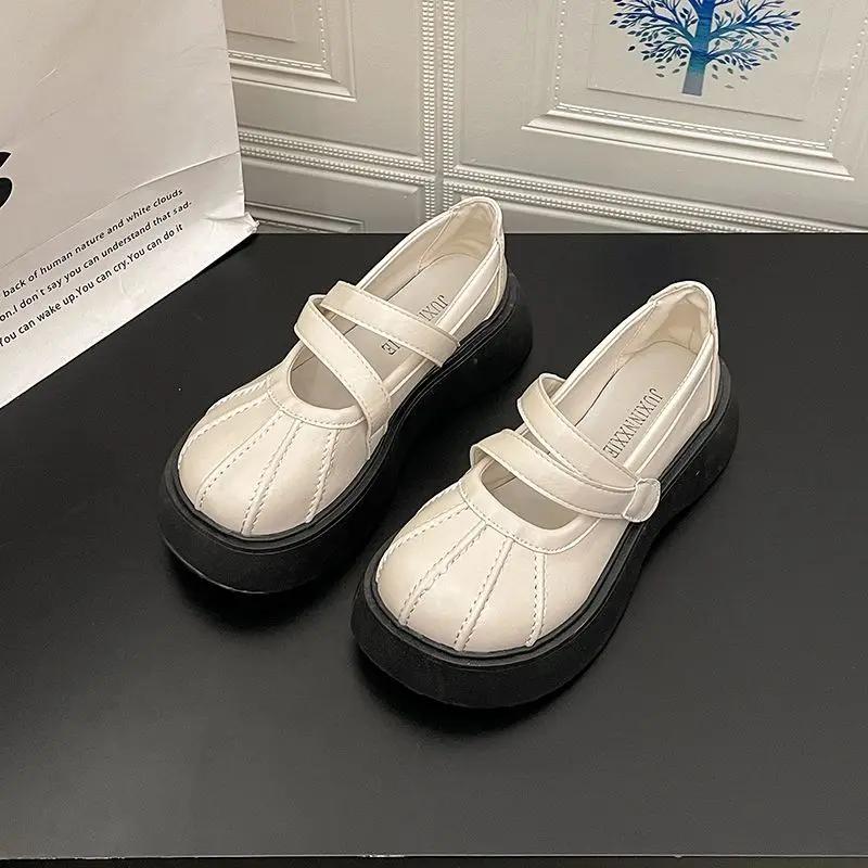 Fashion Woman PumpsLoafers Shoes for Women Mary Jane Round Toe Platform Cute Kawaii with Medium Heels Japanese Style Lolita Luxury Brand