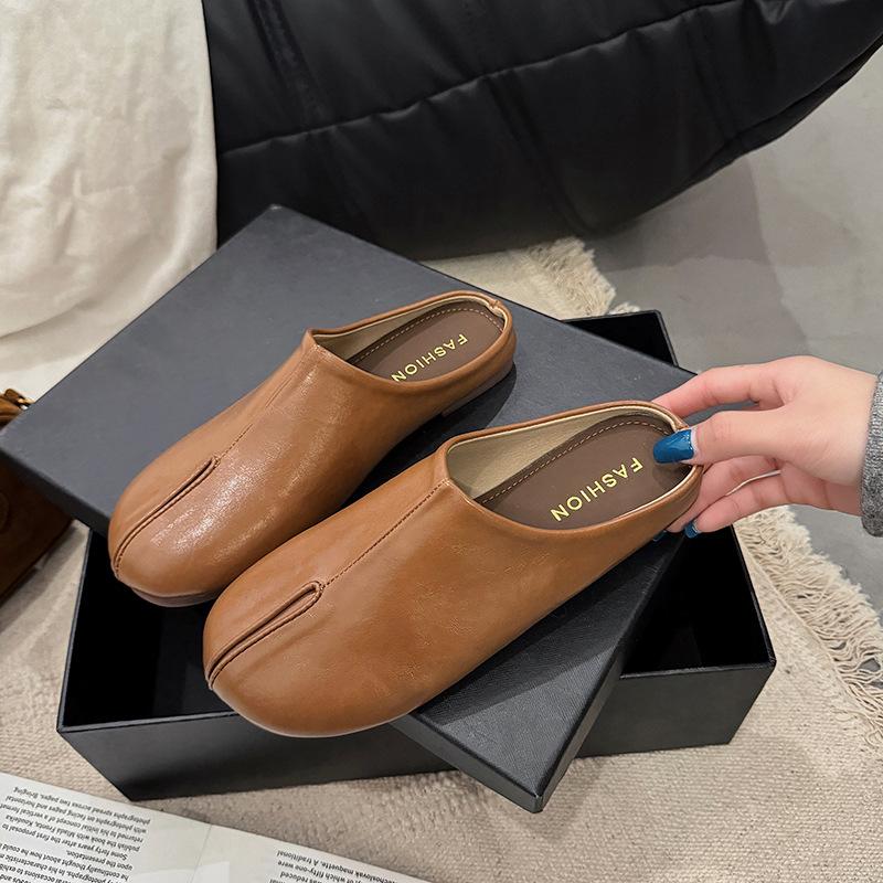 

Ретро черные ленивые мокасины одинарные туфли женские туфли 2025 новая осенняя корейская версия однопедальная сумка головные и полутапочки 40 хаки