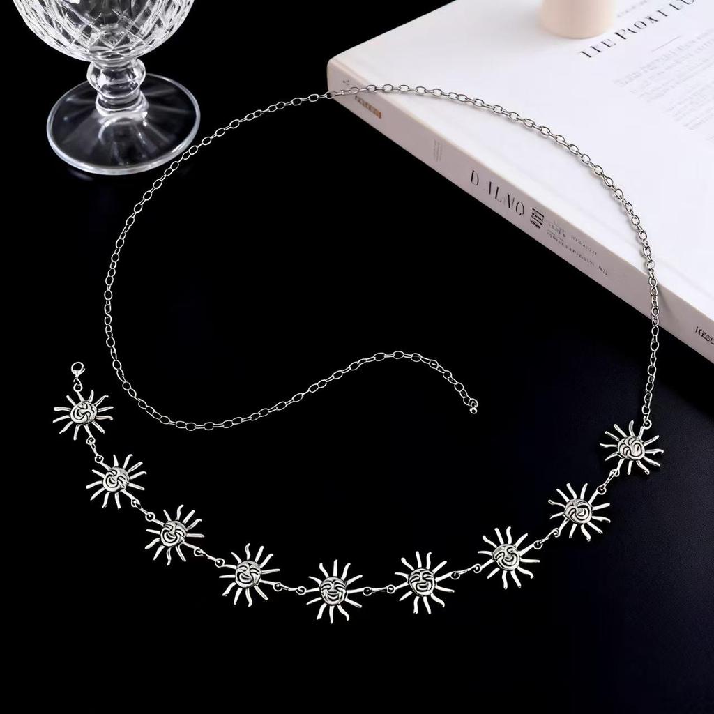 European & American Smiley Sunflower Metal Waist Chain for Women