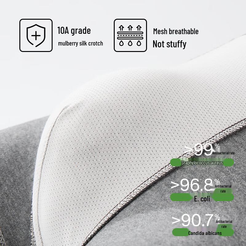 Langsha Men's 10A Antibacterial Cotton Boxer Briefs with Mulberry Silk Crotch