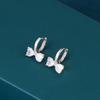 S925 Sterling Silver Bow Zirconia Earrings - Elegant Korean Style for Women
