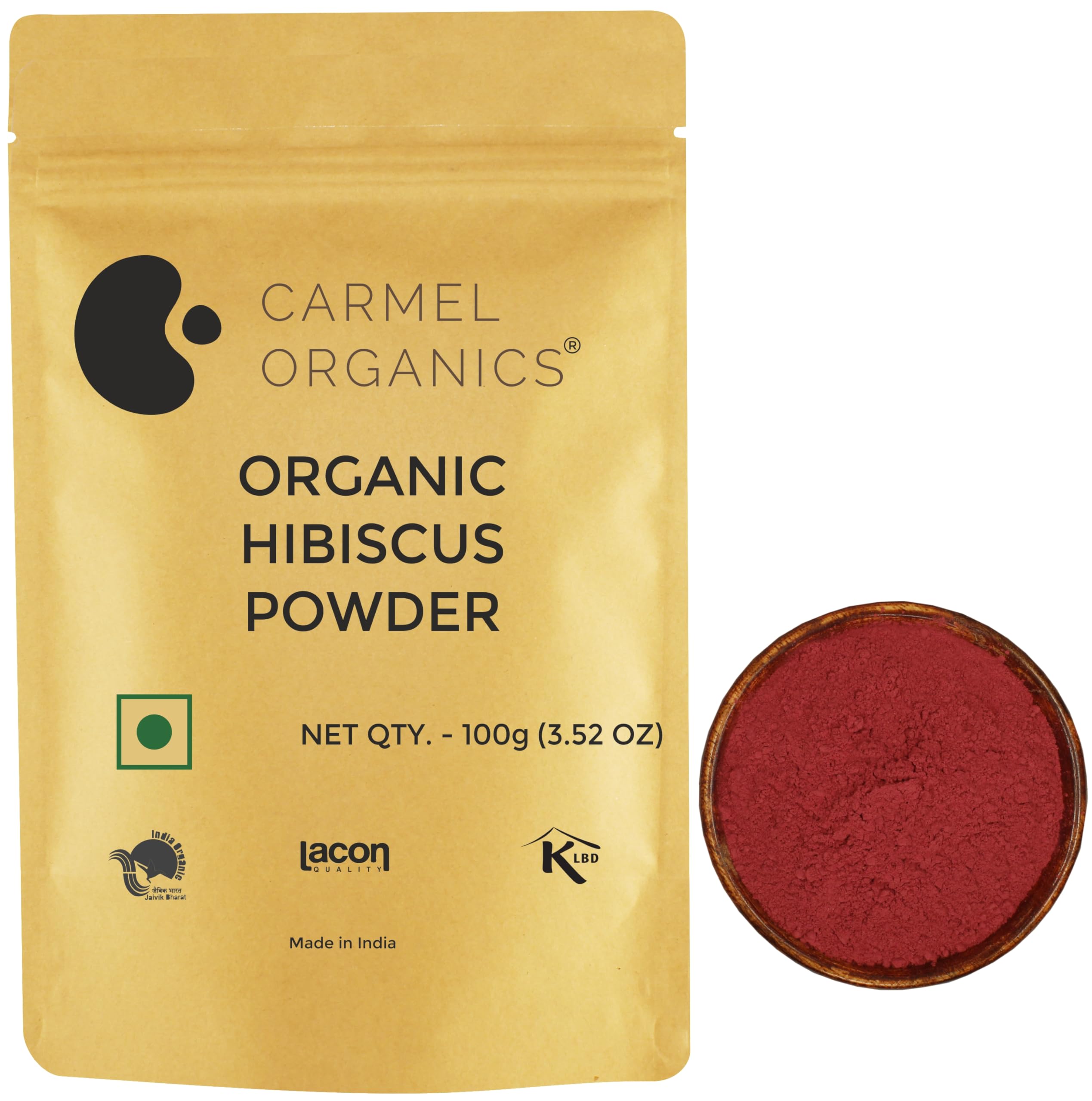 

CARMEL ORGANICS Hibiscus Petals Powder (100 Grams) | Hibiscus Sabdariffa | Jaivik Bharat Certified | Sembaruthi Podi | No Added Preservatives & A