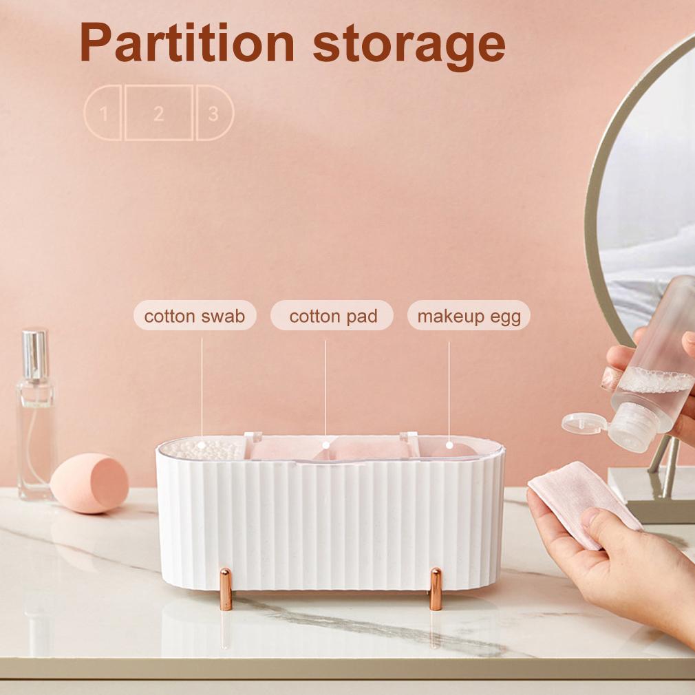 Dust-proof Makeup Organizer Desktop Cosmetics Storage Box Cotton Pads Swabs Beauty Egg Holder Bathroom Jewelry Organizer