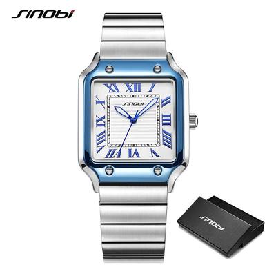 Casual Design Herren Quarzuhren Mode Edelstahl Herren Armbanduhren Business Square Clock