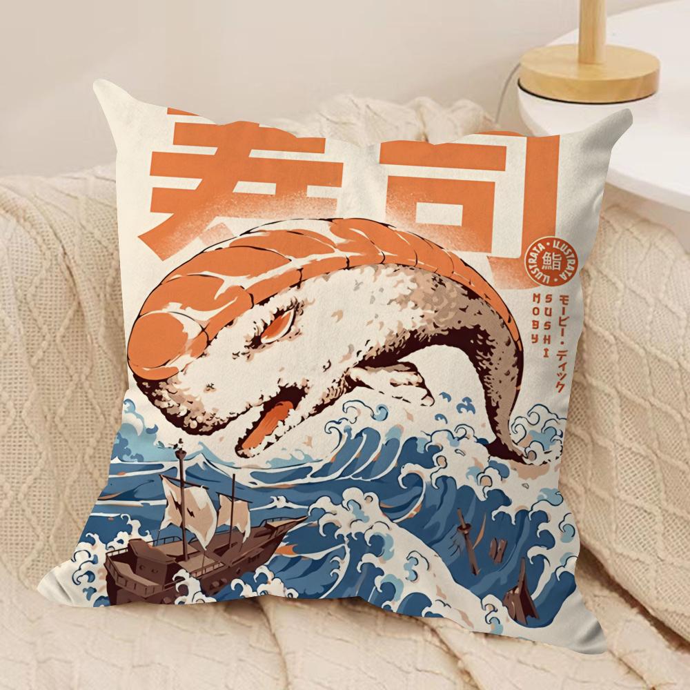 Food Disaster Cushion Cover Silky Short Plush Sofa Pillow Cover Hidden Zipper Soft Dustproof Case for Home Decor